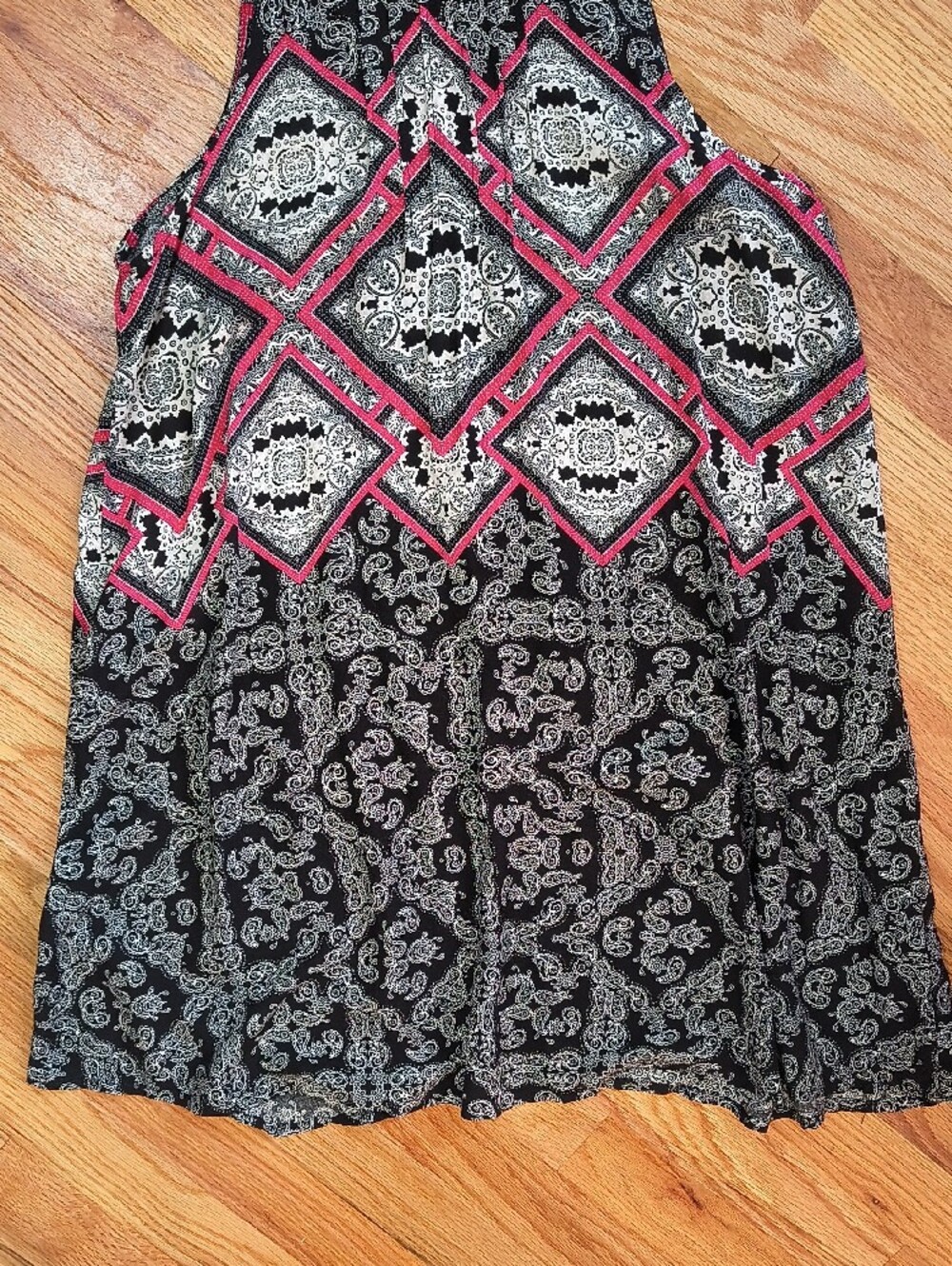 Umgee Black & Pink High Neck Patterned Dress - Picture 3 of 9